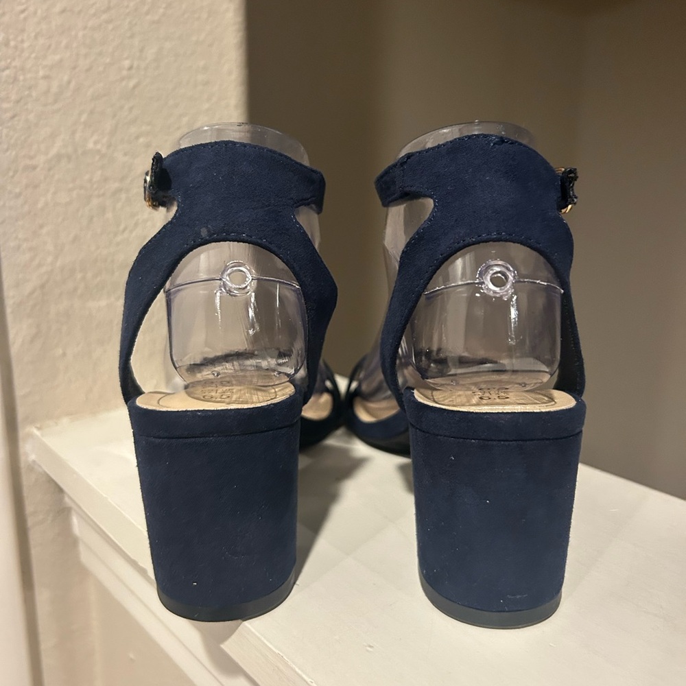 Dream Pairs Womens 6.5 Carnival Sandals Blue Block Heels Open Toe Ankle Strap - Picture 4 of 10